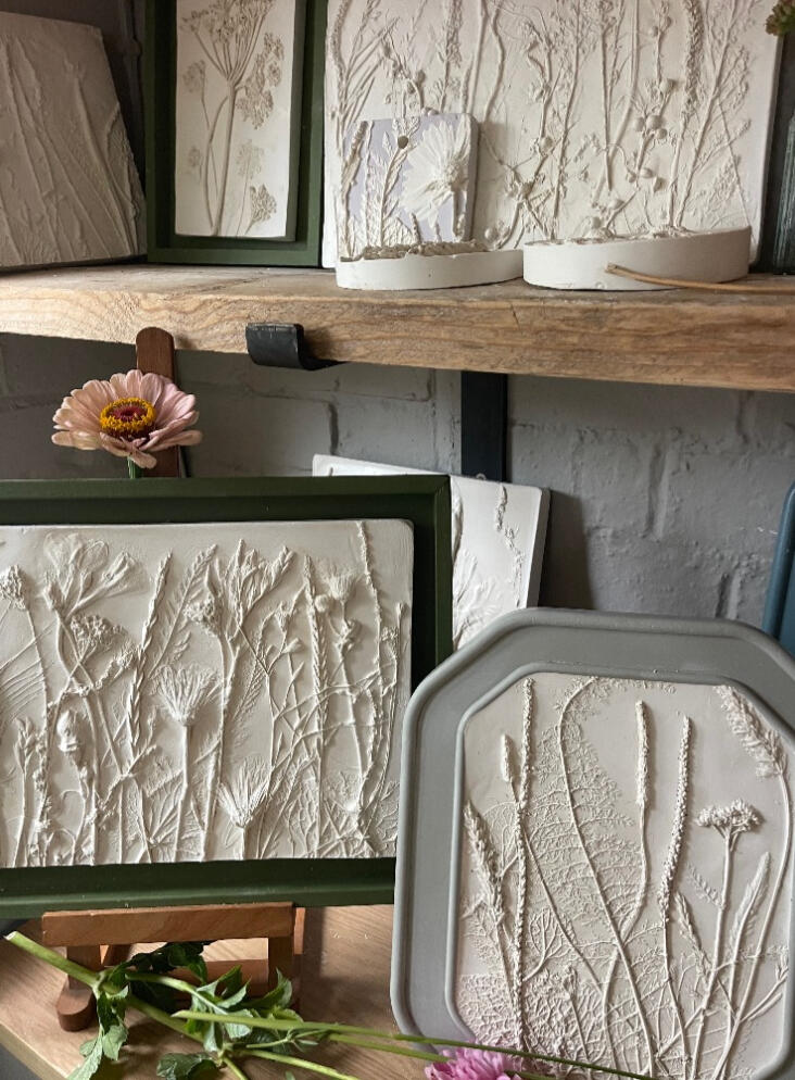 The Botanical Casting.....studio Botanical Casting Studio - Variety of casting works on the shelf in the studio